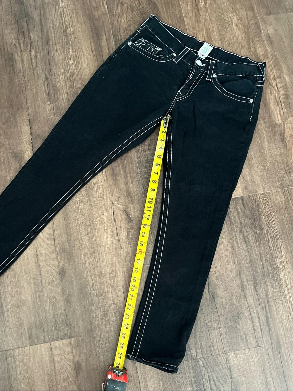 True Religion Black Jeans with Contrast Stitching